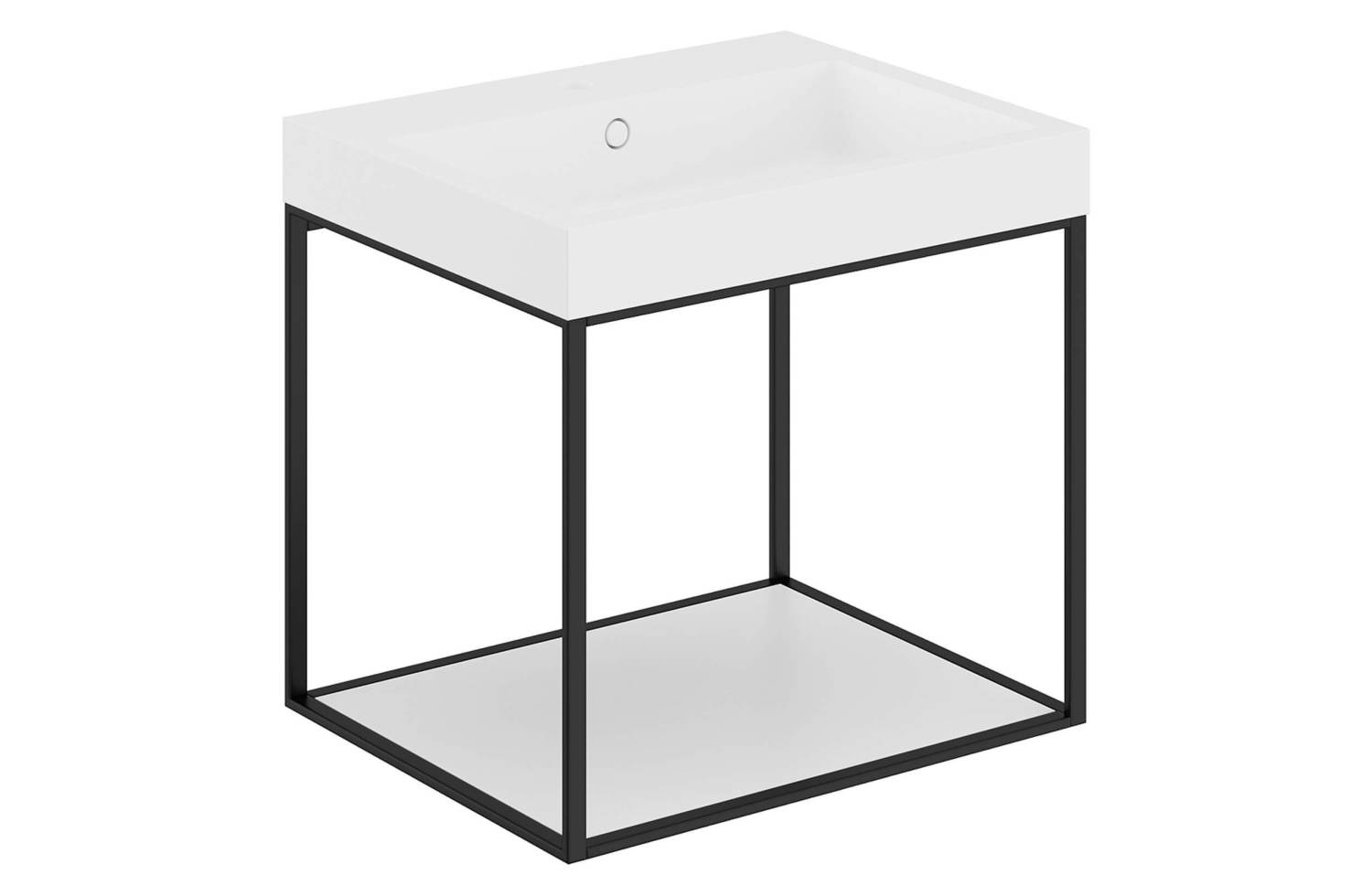 Mueble The Grid Evo 60 cm negro con estante fijo blanco y lavabo rectangular Cosmic