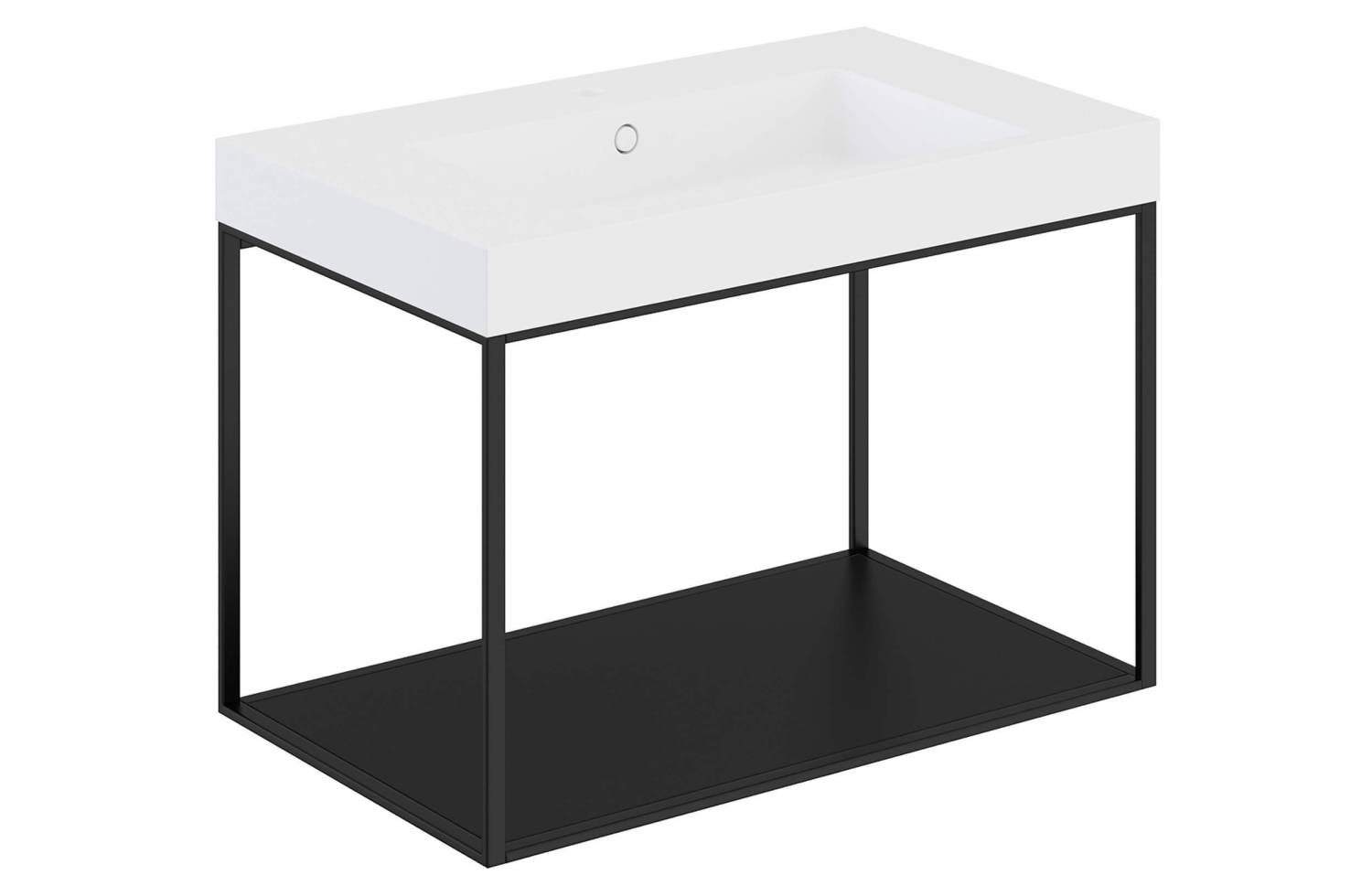 Mueble The Grid Evo 80 cm negro con estante fijo negro y lavabo rectangular Cosmic
