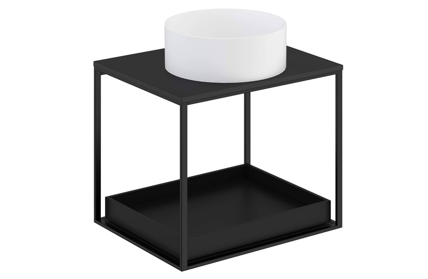 Mueble The Grid Evo 60 cm negro con estante deslizante negro y lavabo redondo Cosmic