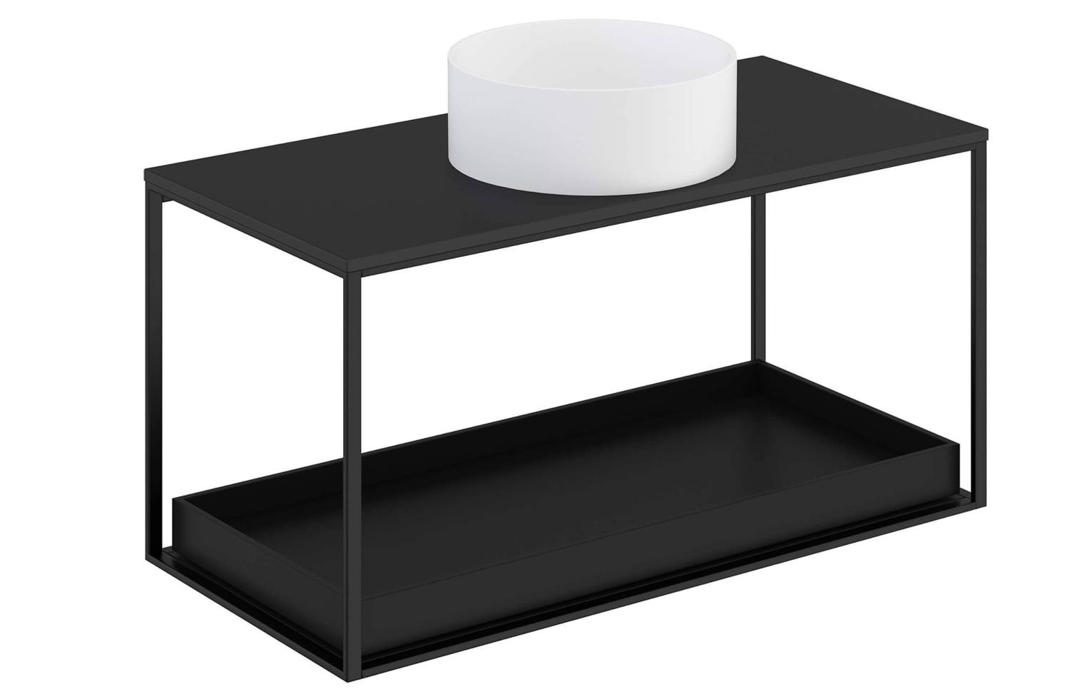 Mueble The Grid Evo 100 cm negro con estante deslizante negro y lavabo redondo Cosmic
