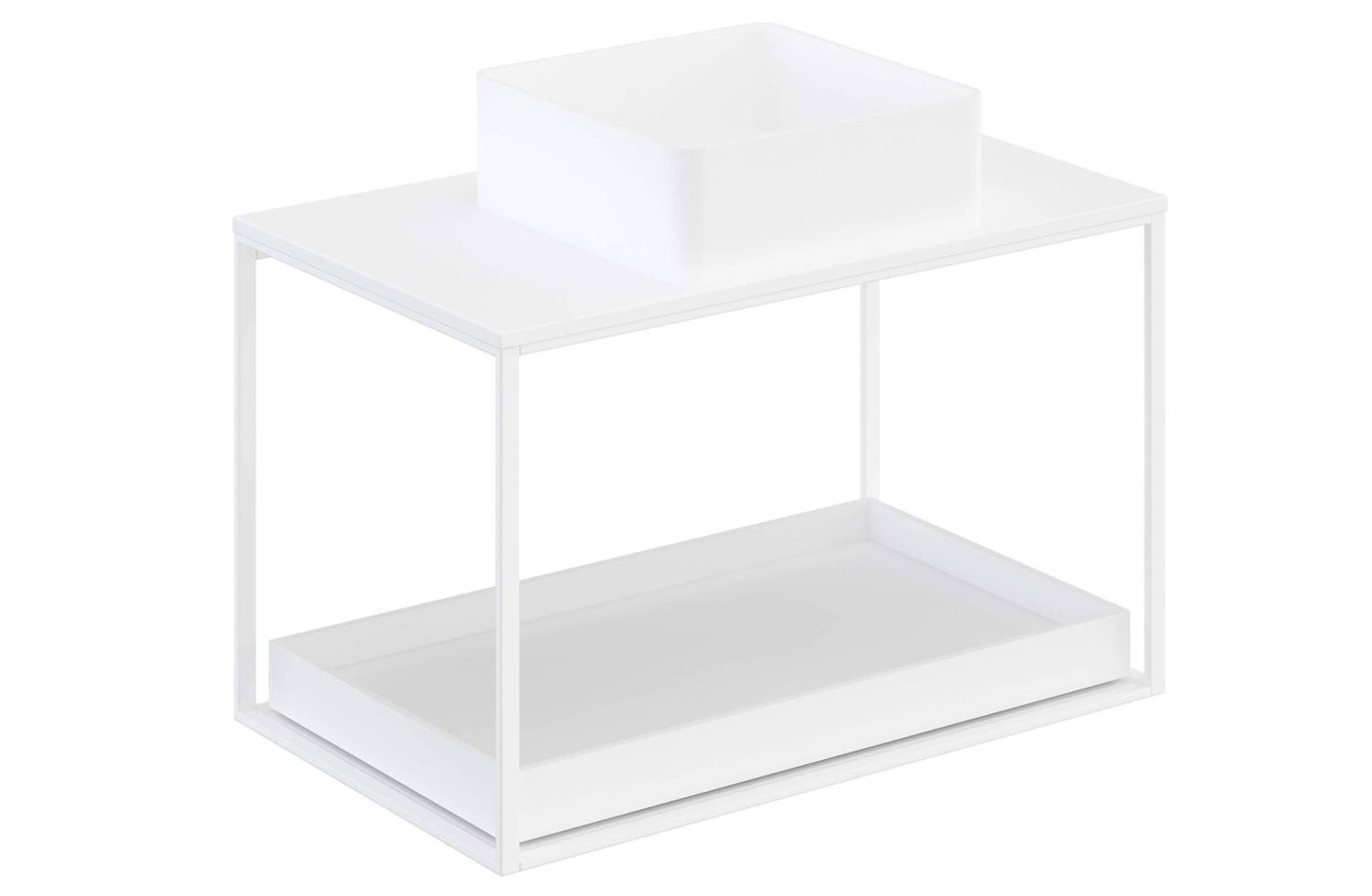 Mueble The Grid Evo 80 cm blanco con estante deslizante blanco y lavabo cuadrado Cosmic
