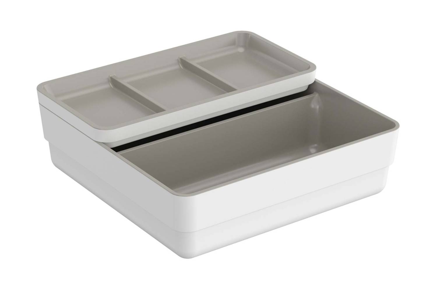 Contenedor doble blanco/gris con tapa encimera baño B-Smart Bath+